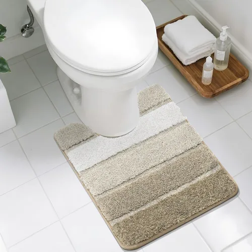 Vista 46 de COSY HOMEER Alfombras de baño de 24 x 17 pulgadas, ultra suaves y absorbentes, con respaldo de TPR antideslizante, lavable a máquina, alfombra Beige