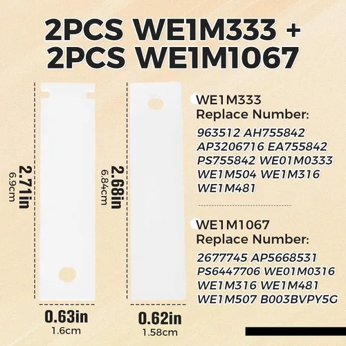 Vista 2 de WE1M333 WE1M1067 Kit de deslizamiento deslizante para rodamientos de tambor de secador, reemplazo WE1M333 AP3206716 WE1M481 WE1M316 AP5668531