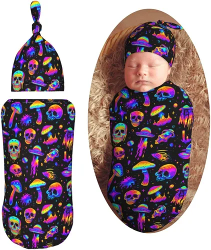 Vista 17 de Manta de bebé para recién nacido con gorro, saco de dormir suave para bebé, elástico y ajustable, mantas para recibir