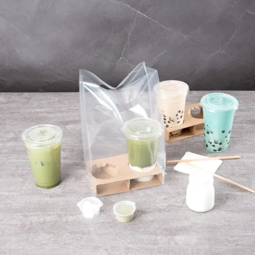 Vista 3 de Restaurantware - Bolsa de plástico transparente para llevar, paquete de 100