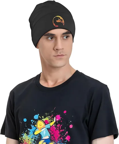 Vista 3 de Gorros de lana vikingo con diseño de dragón vikingo para hombre, impresión 3D de mito nórdico Jormungandr invierno cálido elástico fino gorro