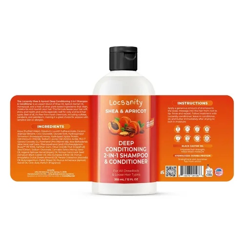 Vista 2 de Locsanity Shea & Apricot Suelto, Natural, Acondicionador y Hidratante Suelto Cuidado Natural del Cabello Paquete - Fórmula de Fuerza y Crecimiento