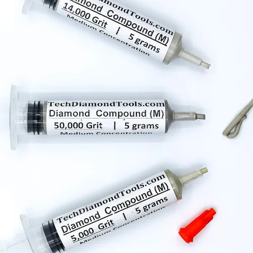 Vista 11 de TechDiamondTools Kit de 3 jeringas de pasta de pulido de diamantes compuestas para lapeado, fabricadas en EE. UU. Compuesto de lapeado de 500, 800