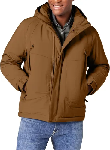 Vista 4 de Chaqueta impermeable de esquí para hombre con forro polar cálido para invierno con capucha costuras totalmente selladas