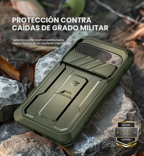 Vista 6 de Dexnor Funda para Google Pixel 9 Pro XL con cubierta deslizante para cámara y protector de pantalla integrado y soporte de alta resistencia, funda