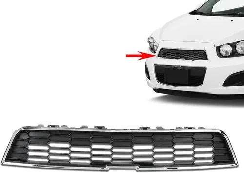Vista 3 de CHEDA Parachoques delantero superior parrilla cromo y negro compatible con Chevy Sonic 2012 2013 2014 2015 2016