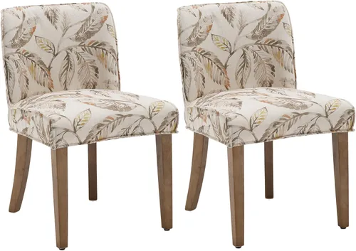 Vista 15 de chairus Juego de 2 sillas de comedor de granja, cómodas sillas de cocina tapizadas de tela de lino de madera marrón nogal, sillas de comedor