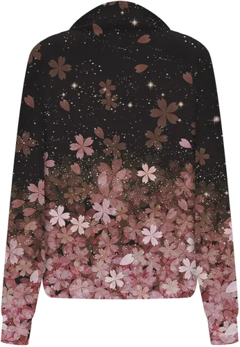 Vista 4 de Fall Clothes for Women Sweatshirt 14 Zip Neck Pullover Top Vintage Floral Printed Aesthetic Shirts Tops with Pockets