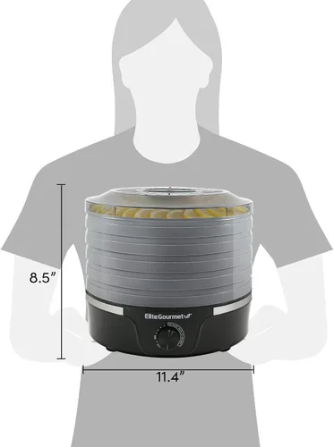 Vista 7 de Elite Gourmet EFD319DKG - Deshidratador de alimentos, 5 bandejas sin BPA de 11.4 pulgadas, negro/gris Adjustable temperature controls - makes