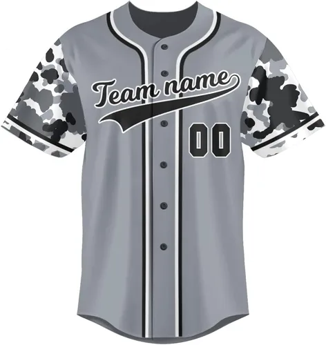 Vista 2 de Camiseta de béisbol personalizada con nombre y número personalizados de camuflaje para hombres, mujeres y jóvenes