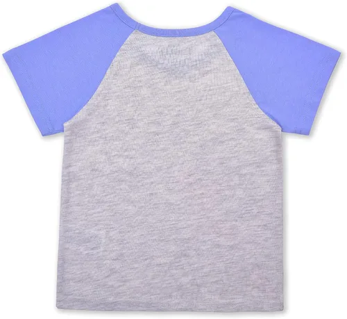 Vista 3 de Disney Frozen Elsa, Anna and Olaf - Conjunto de camiseta y pantalones cortos para niñas pequeñas y niños pequeños, color púrpuragris