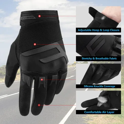 Vista 3 de FIORETTO Guantes de bicicleta de montaña para hombres y mujeres, guantes de ciclismo con almohadilla SBR de 0.197 pulgadas, protección de nudillos