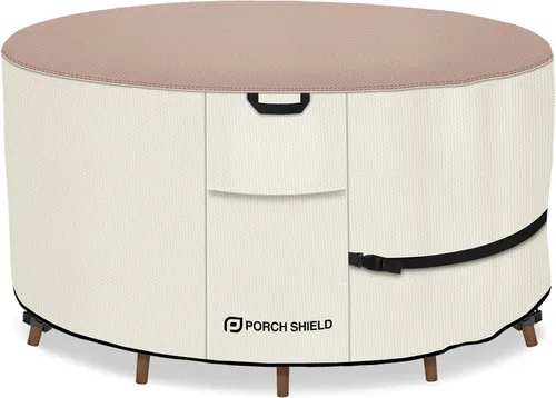 Vista 10 de Cubierta de mesa de patio Porch Shield - Funda impermeable para juego de mesa y sillas de comedor al aire libre cuadrada - 55 x 55 pulgadas, negra