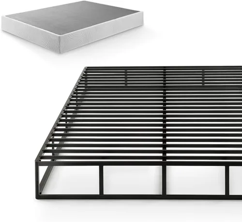 Vista 11 de Zinus Muelle de bloqueo rápido de 4 pulgadas de perfil bajo/Base de colchón/Estructura de acero resistente/Fácil armado, Acero, Blanco