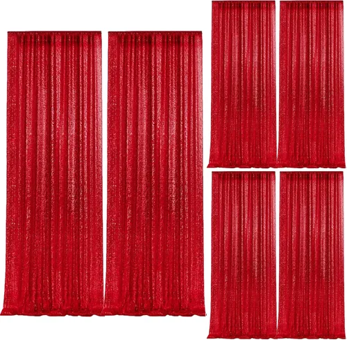 Vista 95 de 2 paneles de cortinas de fondo de lentejuelas verdes de 8 pies, cortinas de fondo de fotografía con purpurina para decoración de Navidad, boda