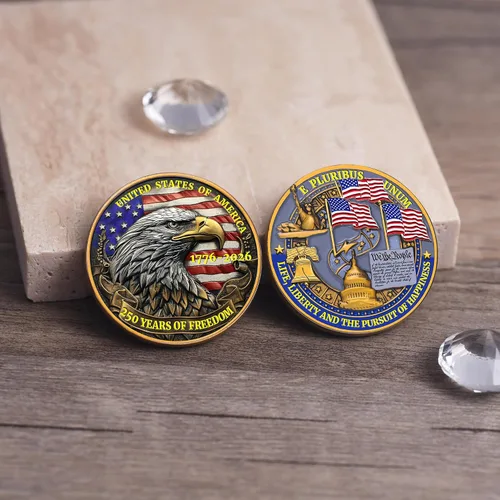 Vista 5 de Medalla Conmemorativa del 250 Aniversario de EE. UU. - Mercancía de América 250 con Águila Americana y Bandera de EE. UU. 250 Años de Libertad