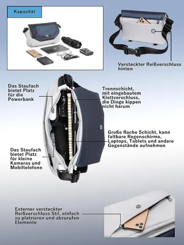 Vista 3 de FSD. WG Satchel Messenger Bag for Men Canvas,Business Travel Bag Bookbag Shoulder Bag with Upgraded Feature
