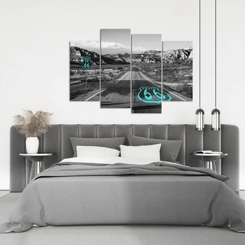 Vista 3 de Route 66 - Lienzo decorativo para pared, diseño de camino del desierto de Mojave de California, impresiones de paisajes de montaña occidental