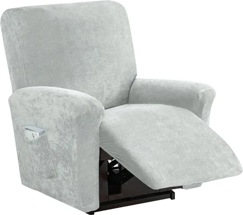 Vista 8 de vctops 4 fundas elásticas de felpilla de lujo para sillas reclinables, protector suave de muebles con parte inferior elástica para niños, gatos, Azul