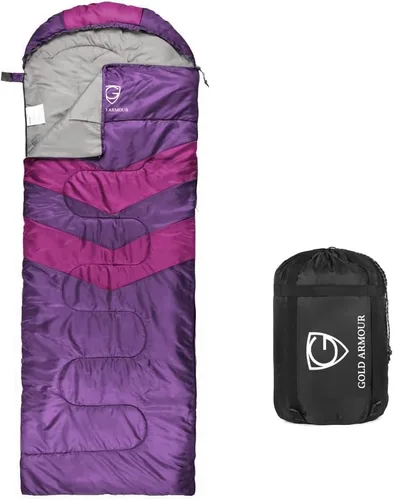 Vista 9 de Gold Armour Sacos de dormir para adultos, niños, niñas, mochileros, senderismo, campamento, clima frío y cálido 4 estaciones, uso en interiores