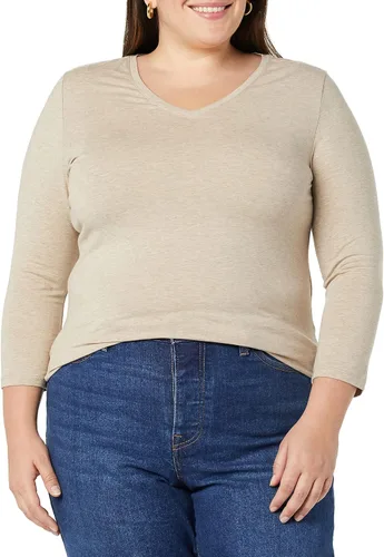 Vista 4 de Tienda Essentials Camiseta de manga 34 con cuello en V para mujer (disponible en tallas grandes), varios paquetes