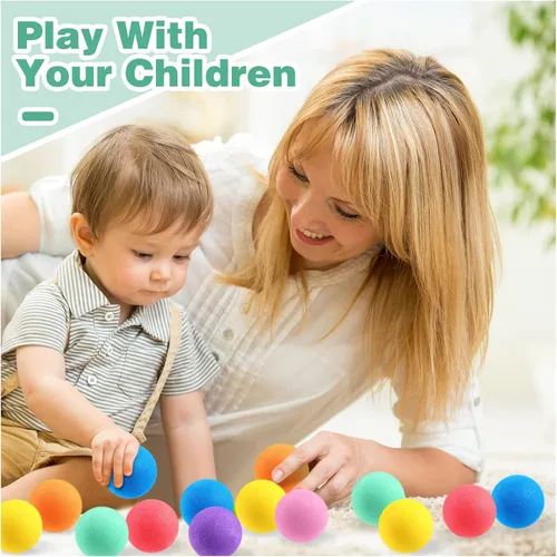 Vista 5 de Cindeer 100 mini bolas de espuma a granel para niños, bolas de esponja suaves y ligeras de 1.57 pulgadas, orbe de juego surtido para cumpleaños
