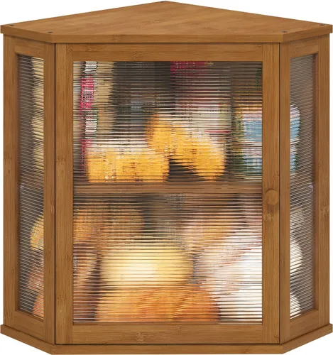 Vista 13 de viewcare Caja de Pan de Esquina para Encimera de Cocina, Caja de Pan de Madera de Bambú Negra, Caja de Almacenamiento de Pan de Gran Capacidad