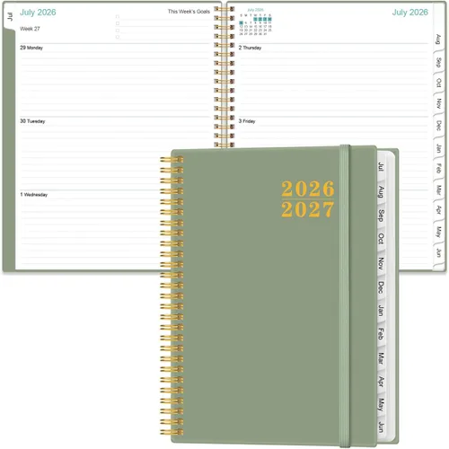 Vista 27 de Agenda 2026 – Agenda semanal y mensual de enero de 2026 a diciembre de 2026, planificador 2026 encuadernado en espiral con 12 pestañas mensuales