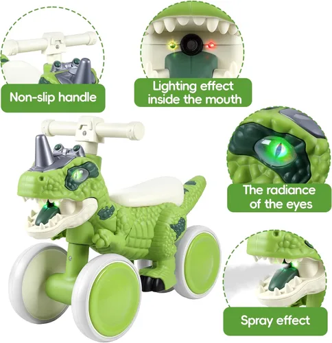 Vista 2 de Bicicleta de equilibrio de dinosaurio para niños de 1 a 3 años, scooter sin