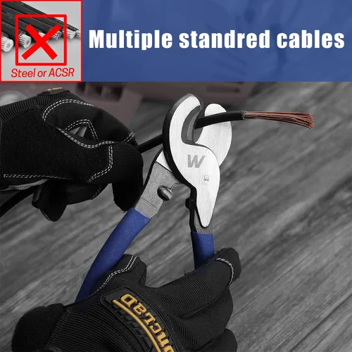 Vista 12 de Alicates de cable multifuncionales de 10.0 in, mango antideslizante, afilado, resistente al desgaste, cortadores de cable de acero de alto carbono