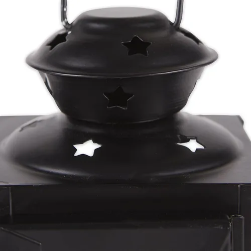 Vista 3 de Zingz & Thingz Outdoor Starlight Hanging Candle Lantern, Decorative Light Home Decor, 8" Tall, Black