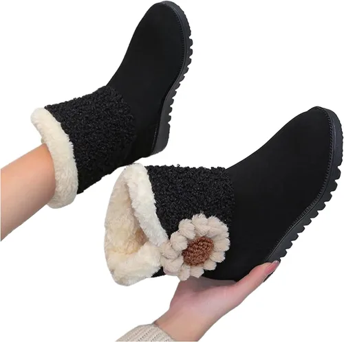 Vista 4 de Botas de nieve para mujer, de forro polar, de gamuza, de invierno, botines de tacón bajo, botas de vaquera, botas de trabajo, botas de vaquero