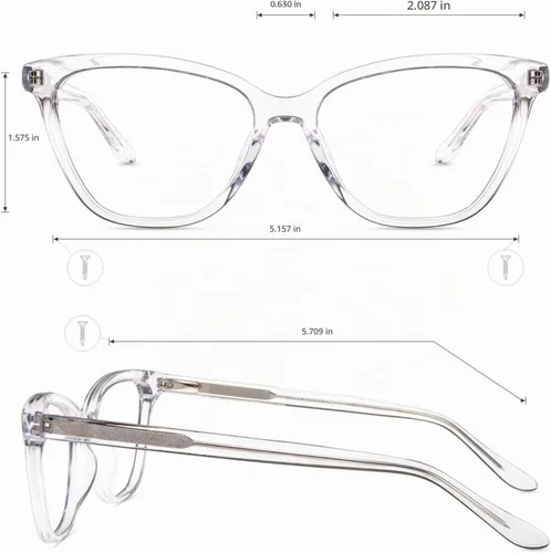 Vista 4 de Firmoo, gafas con bloqueo de luz azul para lectura de computadora, para mujeres, marco de acetato de ojo de gato, con bisagra de resorte Claro