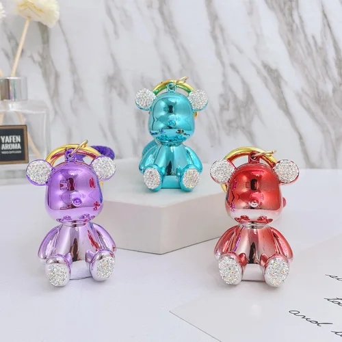 Vista 4 de Llavero de oso kawaii con cordón para el automóvil, accesorios para mujeres, niñas, hombres, regalos lindos, cartera, mochila, llavero