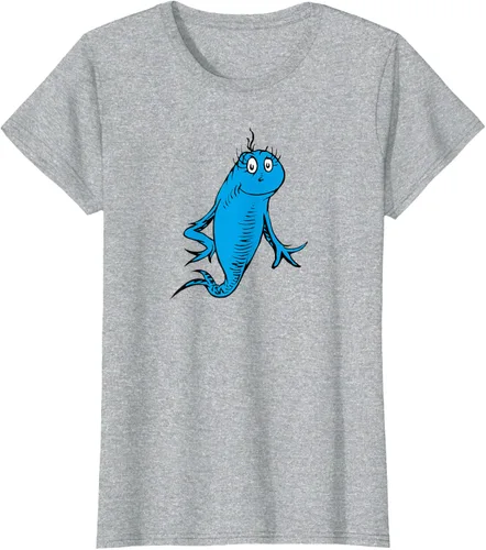 Vista 34 de Dr. Seuss Blue Fish Character - Camiseta con licencia oficial Negro