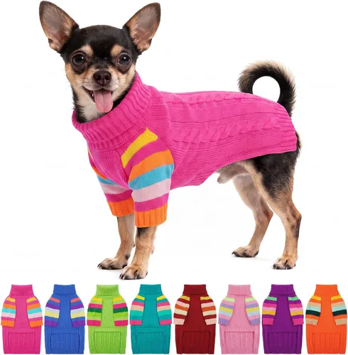 Vista 22 de Suéter XS para perro, suéter de cuello alto con manga para Yorkie Azul