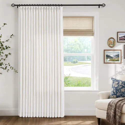 Vista 10 de INOVADAY Cortinas Plisadas con Memoria Entrenada de 96 Pulgadas de Largo, Cortinas de Lino para Sala de Estar, Juego de 2 Paneles de Cortinas Dark