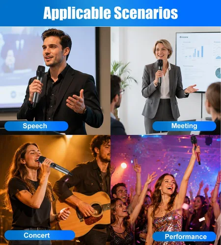 Vista 8 de Aveek Micrófono inalámbrico para karaoke, micrófono de karaoke recargable (trabajo 40 hs), para altavoz, máquina de karaoke, iglesia, discurso