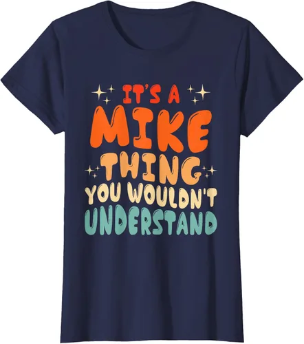 Vista 35 de Camiseta retro de los años 80 con texto en inglés "It's A Mike Thing You Wouldn't Understand", Negro