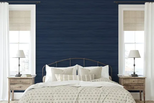 Vista 4 de Papel pintado prepegado con panel de madera sintética (azul naval)
