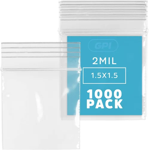 Vista 14 de GPI - Bolsas pequeñas con cremallera de 1 x 1 pulgada, bolsas de plástico transparente con cierre para joyas, 2 mil de grosor, con cierre superior