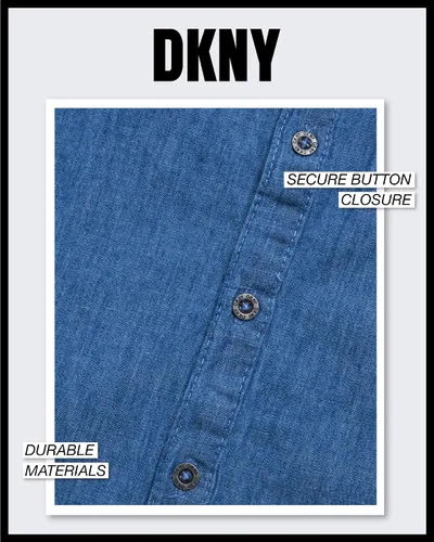 Vista 4 de DKNY Camisa de niño - Camisa de manga corta con botones (talla 8-20)