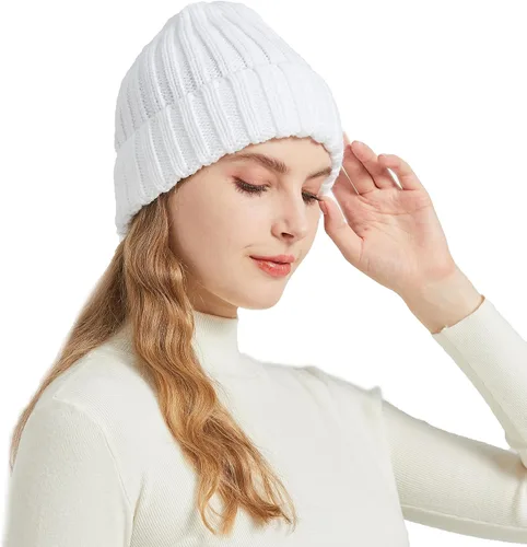 Vista 4 de NPQQUAN Gorro de punto de invierno cálido para mujer y hombre