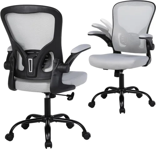 Vista 18 de Flysky Silla ergonómica de escritorio para oficina en casa, soporte lumbar, silla giratoria de malla transpirable para computadora con ruedas y Negro