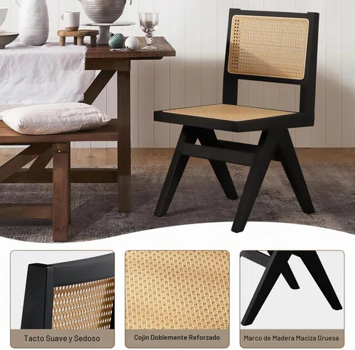 Vista 3 de Comfy to go Sillas de Comedor Modernas Negras Juego de 4 Sillas de Cocina Sin Brazos