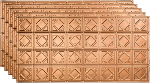 Vista 30 de FASÄDE Panel de techo decorativo de vinilo decorativo de estilo tradicional / patrón 4 de 2 x 4 pies en bronce bermudas (paquete de 5)