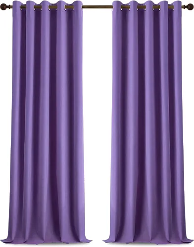 Vista 76 de DONREN Cortinas opacas completas para dormitorio, aislamiento térmico y reducción de ruido, cortinas de lino con ojales para sala de estar y Negro