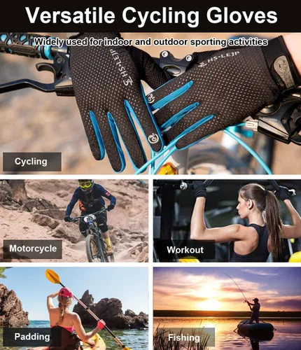 Vista 7 de Guantes de ciclismo de dedo completo, guantes de bicicleta de montaña, guantes de MTB para pantalla táctil, guantes de ciclismo para hombres
