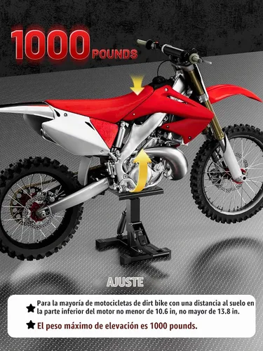 Vista 3 de JFG RACING - Soporte hidráulico ajustable para motocross con capacidad de 1000 libras Negro