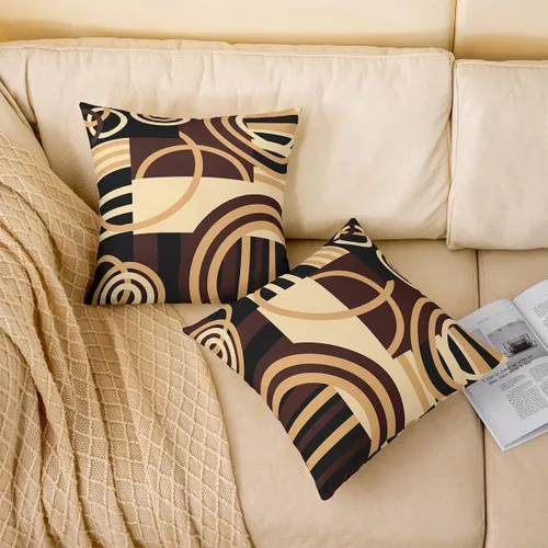 Vista 215 de Juego de 2 fundas de almohada abstractas de 16 x 16 pulgadas para niños, niñas, adolescentes, decoración de dormitorio, moderna a rayas, decoración